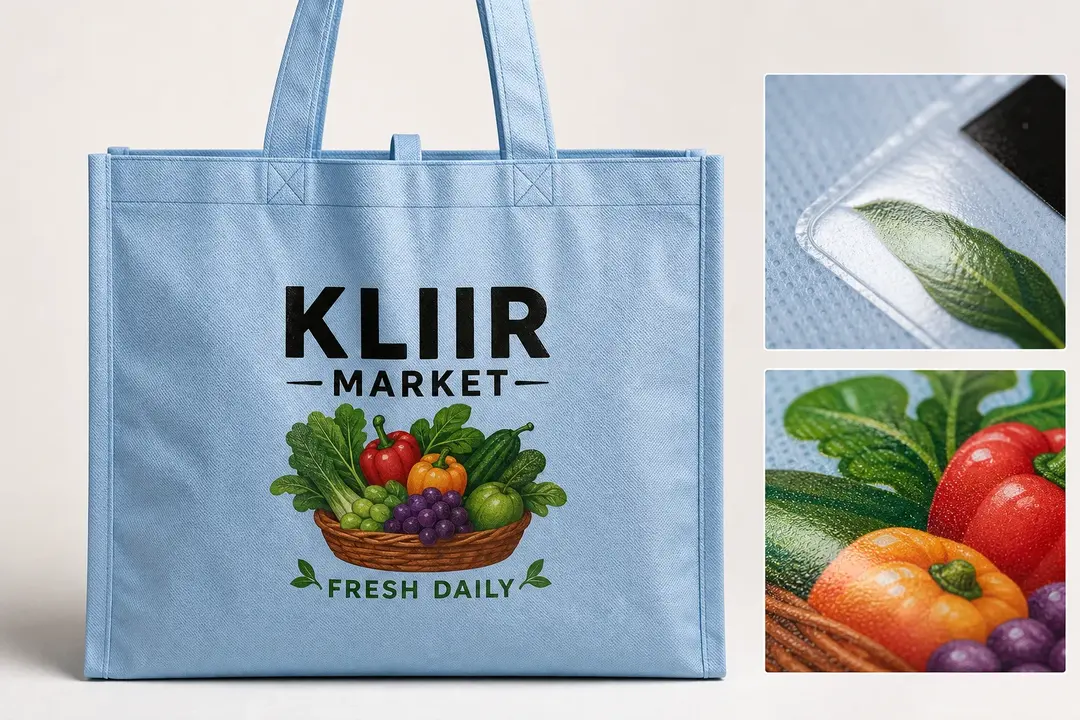 DTF / heat transfer full colour nonwoven print method education mockup